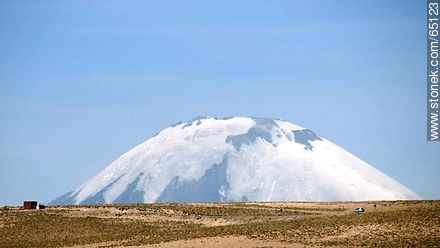 Top of Parinacota volcano looming over the plain - Chile - Others in SOUTH AMERICA. Photo #65123