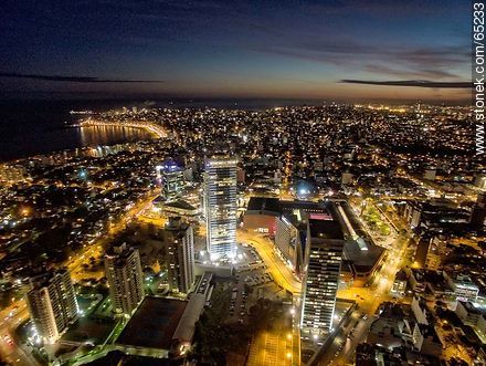Nocturnal aerial photo of the Rambla Armenia and World Trade Center Montevideo - Department of Montevideo - URUGUAY. Photo #65233