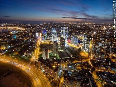 Nocturnal aerial photo of the Rambla Armenia and World Trade Center Montevideo - Department of Montevideo - URUGUAY. Foto No. 65231