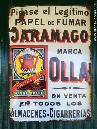 Enamelled sheet with cigarette paper advertising, brand Olla -  - MORE IMAGES. Photo #65530