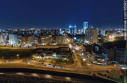Aerial night view of the rambla and Luis Alberto de Herrera Ave. - Department of Montevideo - URUGUAY. Foto No. 65582