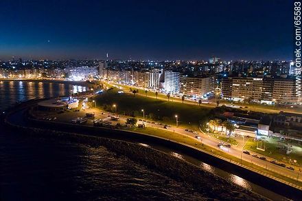 Aerial night view of the ramblas Republica del Peru and Charles de Gaulle - Department of Montevideo - URUGUAY. Foto No. 65583