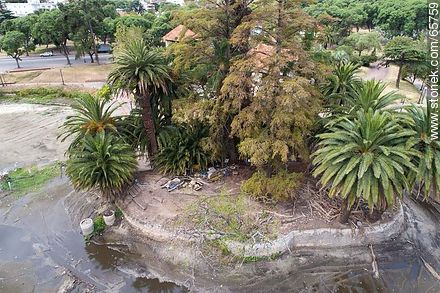 Vista aérea de las tareas de acondicionamiento del lago del Parque Rodó (2017) - Departamento de Montevideo - URUGUAY. Foto No. 65759