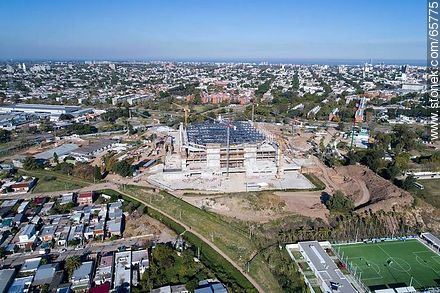 Foto aérea de la construcción del Antel Arena. Mayo 2017 - Departamento de Montevideo - URUGUAY. Foto No. 65775