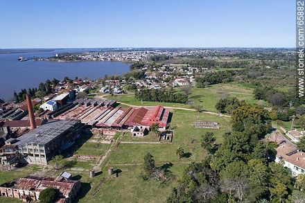 Aerial photo of the Barrio Anglo former Anglo meat processing plant - Rio Negro - URUGUAY. Foto No. 65882