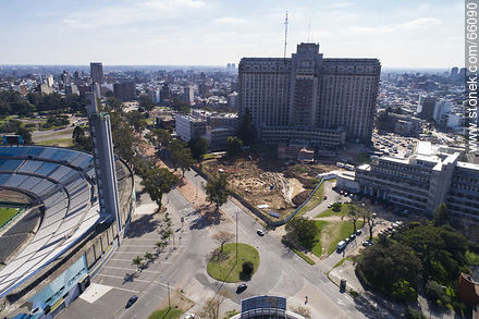 Aerial view of the Hospital de Clínicas and the Institute of Hygiene - Department of Montevideo - URUGUAY. Foto No. 66090