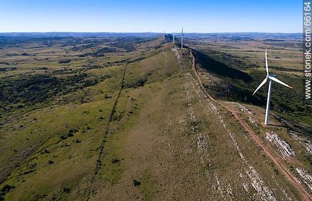 Aerial photo of wind power mills of UTE in the Sierra de Carapé - Department of Maldonado - URUGUAY. Photo #66164