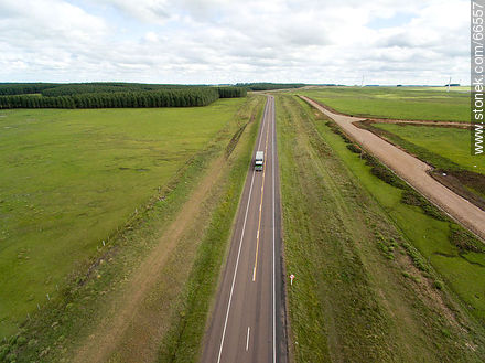 Aerial view of Route 5 through Tacuarembo fields - Tacuarembo - URUGUAY. Photo #66557