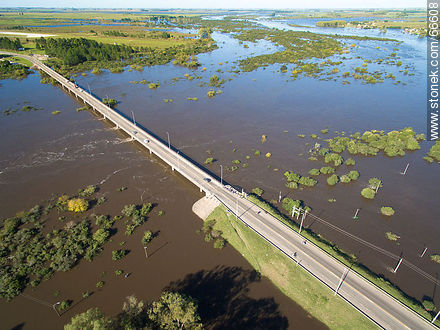 Aerial view of the bridge on route 5 over the Rio Negro River - Tacuarembo - URUGUAY. Photo #66608