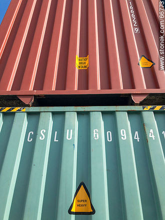 Stacked cargo containers -  - MORE IMAGES. Photo #66773