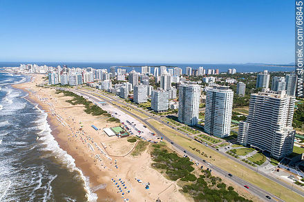 Aerial view of the Lorenzo Batlle Pacheco promenade over Brava beach and its towers. - Punta del Este and its near resorts - URUGUAY. Photo #66845