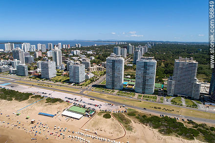Aerial view of the Lorenzo Batlle Pacheco promenade over Brava beach and its towers. - Punta del Este and its near resorts - URUGUAY. Photo #66849