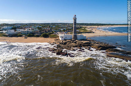 Aerial view from the sea towards the lighthouse - Punta del Este and its near resorts - URUGUAY. Photo #66900