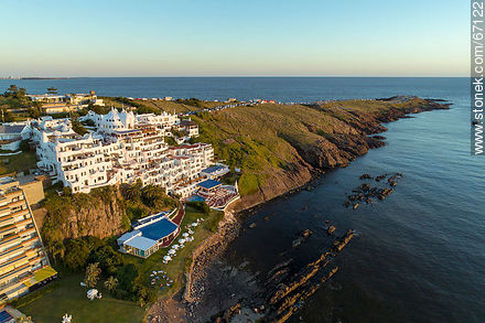 Aerial view of the Casapueblo Hotel in Punta Ballena - Punta del Este and its near resorts - URUGUAY. Photo #67122