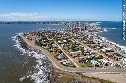 Aerial photo of the peninsula of Punta del Este - Punta del Este and its near resorts - URUGUAY. Photo #67186