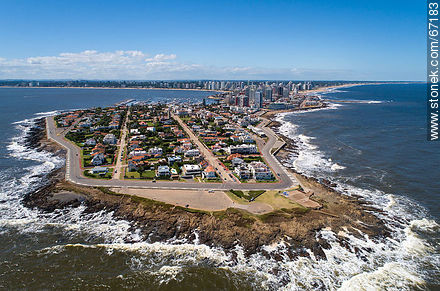 Aerial photo of the peninsula of Punta del Este - Punta del Este and its near resorts - URUGUAY. Photo #67183