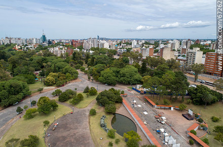 Aerial view of a sector of Batlle Park where the monument to La Carreta is located - Department of Montevideo - URUGUAY. Photo #67262