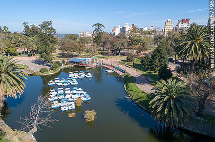 Aerial image of the lake and boat slides - Department of Montevideo - URUGUAY. Photo #67796