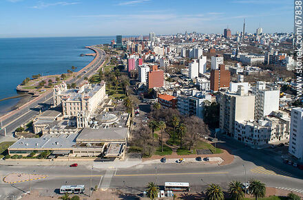 Aerial view of the Mercosur building on Rambla Presidente Wilson, Pablo de María and Luis Piera streets - Department of Montevideo - URUGUAY. Photo #67838