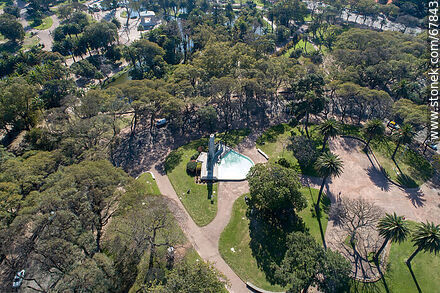 Aerial view of Rodó Park and the city. Monument to José Enrique Rodó - Department of Montevideo - URUGUAY. Photo #67843
