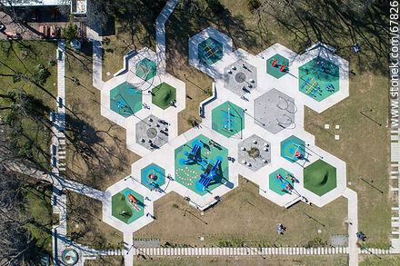 Aerial zenithal view of the children's play area - Department of Montevideo - URUGUAY. Photo #67826