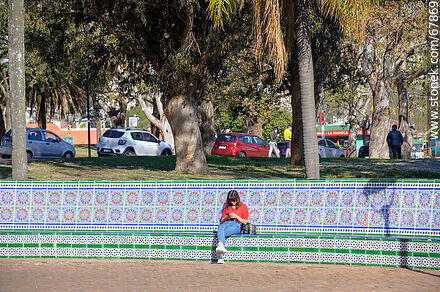 Mujer joven con su celular - Departamento de Montevideo - URUGUAY. Foto No. 67869
