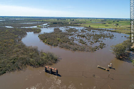 Aerial view of the swollen Santa Lucia river - Department of Canelones - URUGUAY. Photo #68308
