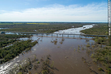 Aerial view of Route 11 over the swollen Santa Lucia River - Department of Canelones - URUGUAY. Photo #68337
