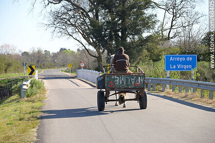Horse-drawn carriage crossing to the department of San José - San José - URUGUAY. Photo #68405