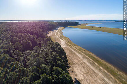 Aerial view of pine forests and beaches of San Gregorio de Polanco - Tacuarembo - URUGUAY. Photo #68713