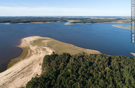 Aerial view of pine forests and beaches of San Gregorio de Polanco - Tacuarembo - URUGUAY. Photo #68730