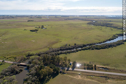 Aerial view of the camping on route 42. Bridge over Blanquillo stream - Durazno - URUGUAY. Photo #69104