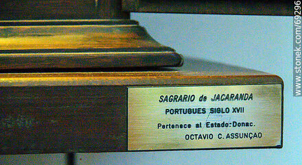 Plaque at the foot of the Virgen de los Treinta y Tres - Department of Colonia - URUGUAY. Photo #69296