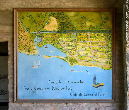 Restaurante Basta Pedro. Pintura del mapa de la zona - Departamento de Colonia - URUGUAY. Foto No. 69406