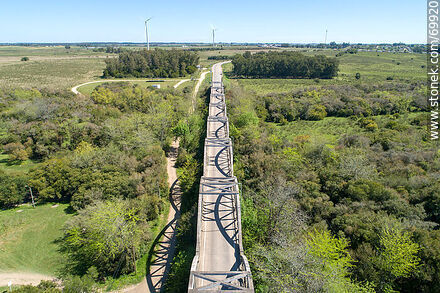 Aerial view of the route 7 bridge over the Santa Lucia River - Department of Canelones - URUGUAY. Photo #69920