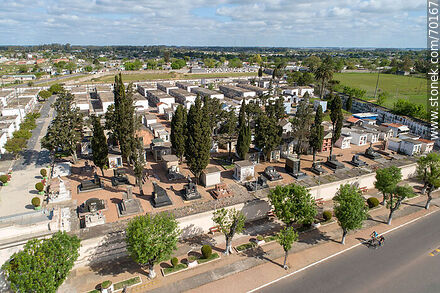 Aerial view of the cemetery and its cypresses - Department of Treinta y Tres - URUGUAY. Photo #70167