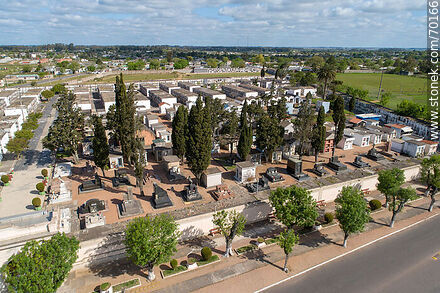 Aerial view of the cemetery and its cypresses - Department of Treinta y Tres - URUGUAY. Photo #70166
