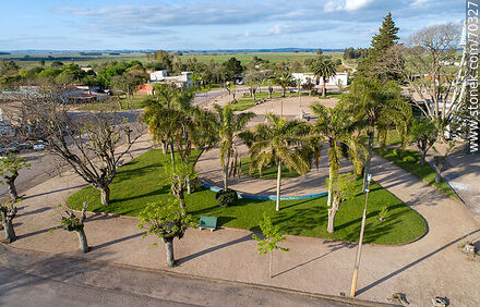 Aerial view of Pirarajá's Plaza Roma - Lavalleja - URUGUAY. Photo #70327