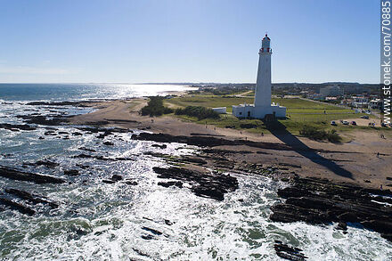 Aerial view of the lighthouse and cape Santa María - Department of Rocha - URUGUAY. Photo #70885