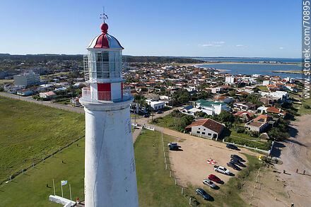 Aerial view of the lighthouse and cape Santa María - Department of Rocha - URUGUAY. Photo #70895