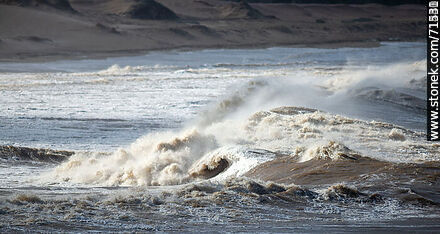Surf with foam in turbid sea - Department of Maldonado - URUGUAY. Photo #71202