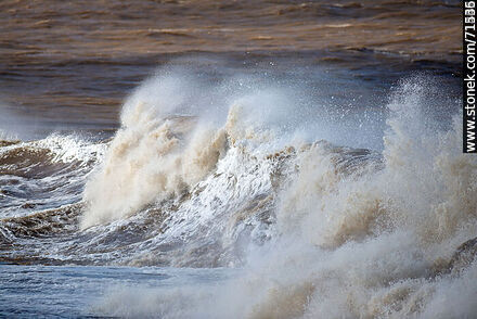 Surf with foam in turbid sea - Department of Maldonado - URUGUAY. Photo #71207