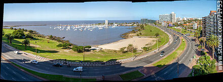 Aerial view of the Rambla Armenia in front of the beach and port of Buceo. - Department of Montevideo - URUGUAY. Photo #71753