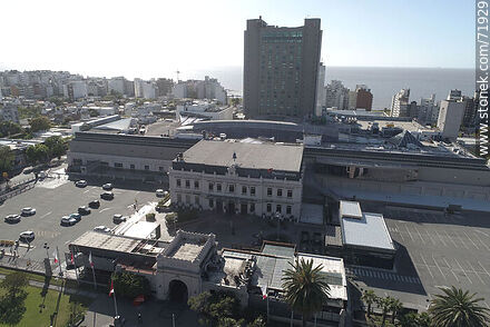 Aerial view of Punta Carretas shopping mall early in the morning - Department of Montevideo - URUGUAY. Photo #71929