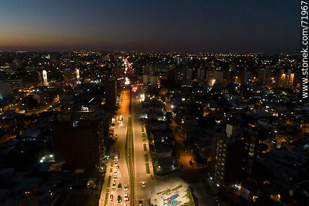 Aerial view of L. A. de Herrera Ave. to the north at dusk - Department of Montevideo - URUGUAY. Photo #71967