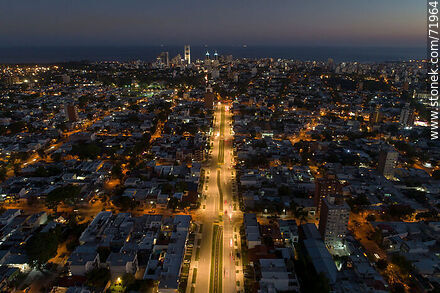Aerial view of L. A. de Herrera Ave. to the south at dusk - Department of Montevideo - URUGUAY. Photo #71964