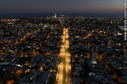 Aerial view of L. A. de Herrera Ave. to the south at dusk - Department of Montevideo - URUGUAY. Photo #71963