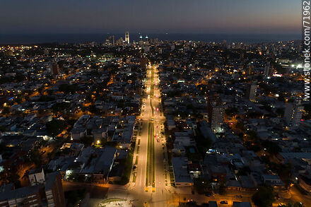 Aerial view of L. A. de Herrera Ave. to the south at dusk - Department of Montevideo - URUGUAY. Photo #71962