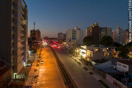 Aerial view of L. A. de Herrera Ave. to the north at dusk - Department of Montevideo - URUGUAY. Photo #71958