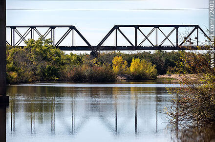 Puentes carretero y ferroviario sobre el río Santa Lucía. Ruta 5 - Departamento de Florida - URUGUAY. Foto No. 72401